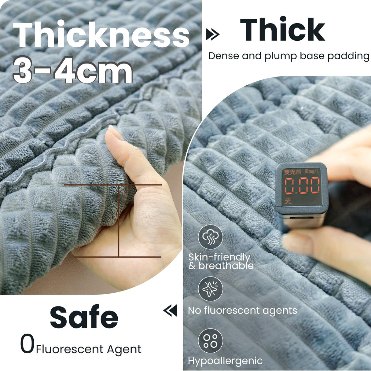 Disayu Couch Cover for Dogs Washable, Non Slip Couch Covers for 3 Cushion Sofa Pet Friendly, Fuzzy Pet Couch Cushion Covers for Dog,Thick,Soft for Sofa Protector (Blue Gray, 27.6" x 82.7"/70 x 210cm)