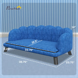 PawHut Velvet Large Dog Couch with Foam Cushion, Soft and Cute Bed with Pearl Design, Sofa for Big and Medium Dogs, Dark Blue