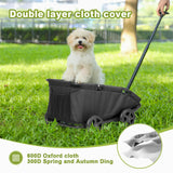 Wedyvko Mini Dog Stroller, Foldable Strollers for Mini Pets with Storage Bag, Built-in Cushion and Safety Rope, Shopping Catrs with Extendable Pull Handle, Dog Carrier with Wheels (Black)