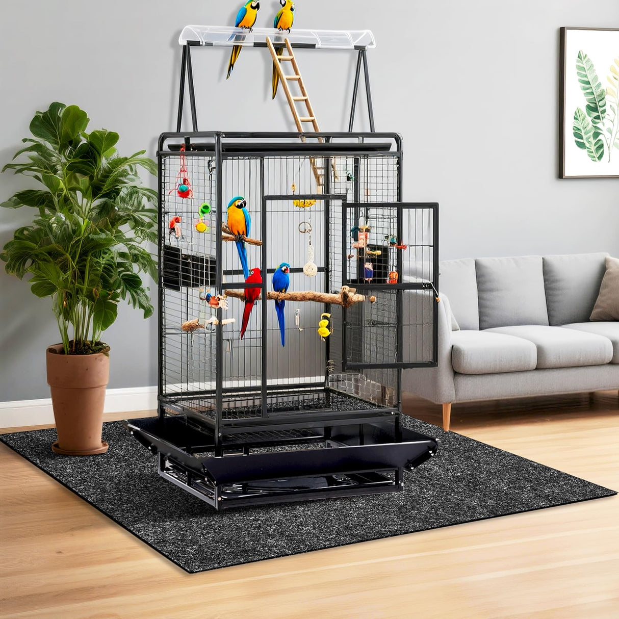Wibeelee 48 x 48 Inch Large Felt Bird Cage Mat, 3mm Thick Absorbent Felt Surface with Non-Slip Backing, Durable Under Pet Cage Mat for Bird Cages Tear-Resistant & Water-Absorbing Pad