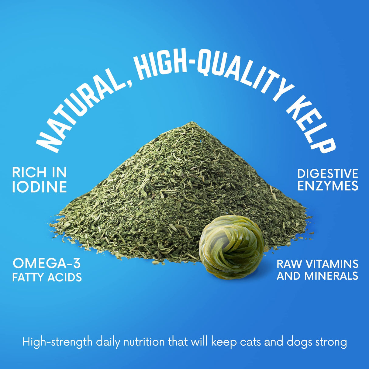Organic Kelp Powder for Dogs, Dried Sea Kelp Supplement for Thyroid Function, Dental Health, Immune Support, Digestion, Skin & Coat - Iodine Rich - Multivitamin for Cats & Dogs 16oz - Made in USA