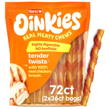 Load image into Gallery viewer, Hartz Oinkies Tender Twists with Real Chicken Breast Rawhide-Free Dog Treats, Highly Digestible Dog Chews, 72 Count
