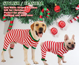 Sychien Dog Christmas Pajamas Small,Red and White Striped Pjs for Boy Girl Dogs,Thermal Warm Cotton Holiday Jumpsuit for Big Dog,XS