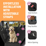 Active Pets Dog Car Seat Cover for Back Seat, Waterproof Pet Protection Hammock, SUV Truck Car Backseat Protector with Safety Features, Black