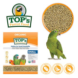 TOP's Parrot Food Bird Pellets for Small Hookbills - Non-GMO, Peanut Soy & Corn Free, USDA Organic Certified (4lbs)