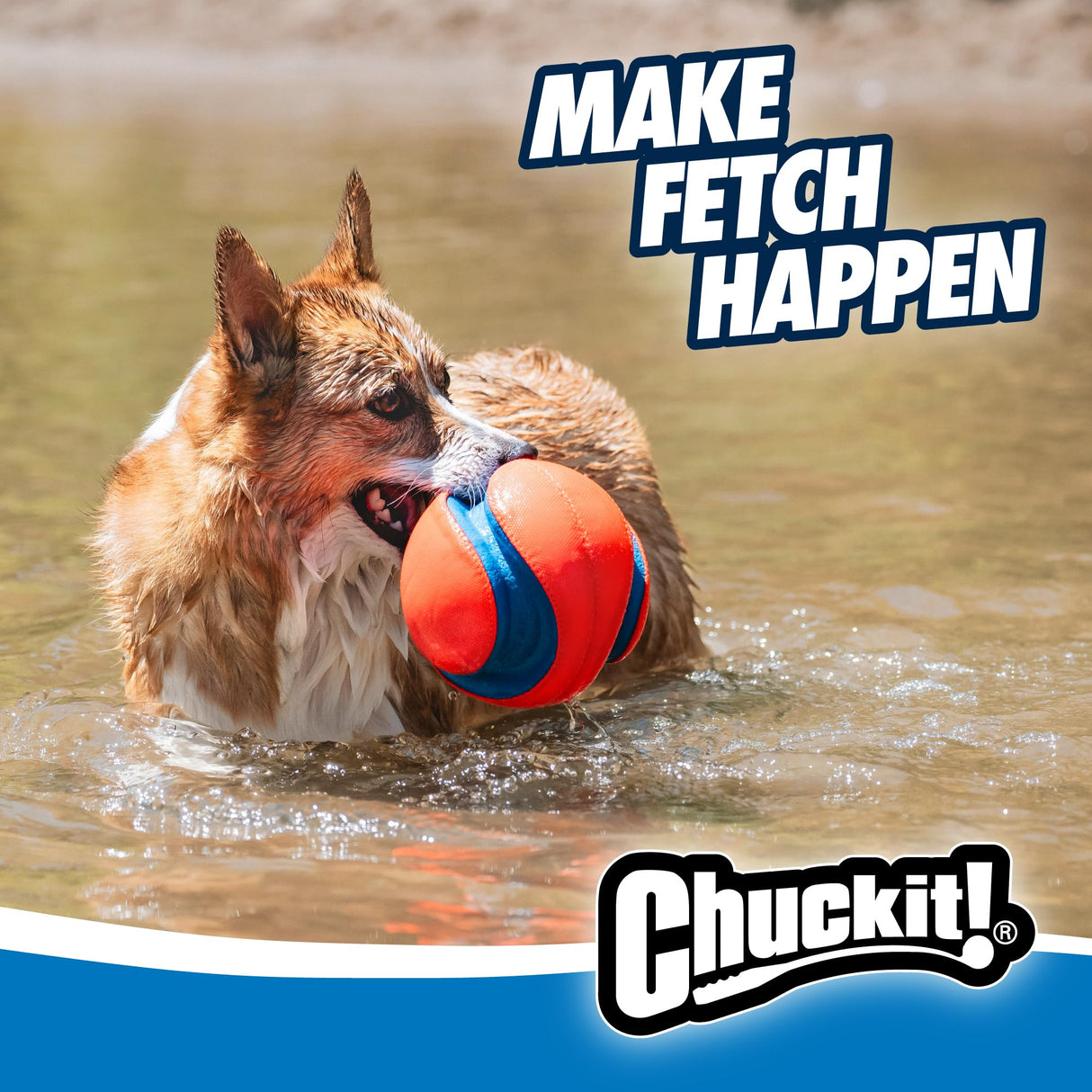 Chuckit! Kick Fetch Ball Dog Toy - Floats in Water - Perfect for Interactive Play - Made with Durable Rubber and Foam - For Large Dogs - Size Large - 8-inch Diameter - Pack of 1