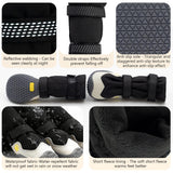 BECEMURU Dog Snow Boots for Winter,Double-Straps Anti-Fall Off Dog Booties Shoes, Non-Slip Paw Protectors for Outdoor Walking Hiking in Snowy or Rainy Day (Black, 2#)