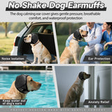 Dog Calming Hoodie Quiet Ear Cover for Noise Protection Anxiety Relief Ear Muffs, No Shake Ear Wraps for Dogs, Swim Cap Bath Blow Drying Headband Wraps for Ear Hematoma Groom Fireworks(Grey, Large)
