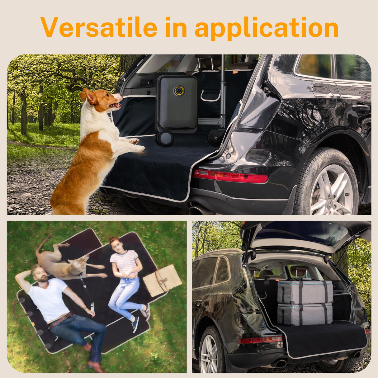Toozey Dog Car Seat Cover for SUV, Sedan & Van, Waterproof & Tear-Resistant Dog Seat Cover for Backseat with Side Walls, Non-Slip Backing & Bumper Guard, Black Large: 81.9"x54.3"