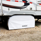 RVMATE RV Tire Covers, Dual Axle Wheel Cover (1 Pack) Fits 30"-33" Diameter Tires, Waterproof Anti-UV White Dual Tire Covers RV Accessories for Truck/Trailer