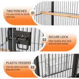VINGLI Bird Cage with Wheels, Durable Wrought Iron Parakeet Cage with Slide Out Tray, Black Bird Cages for Parakeets/Lovebird/Cockatiels/Budgies and Other Small/Medium Birds (Large-53 inch)