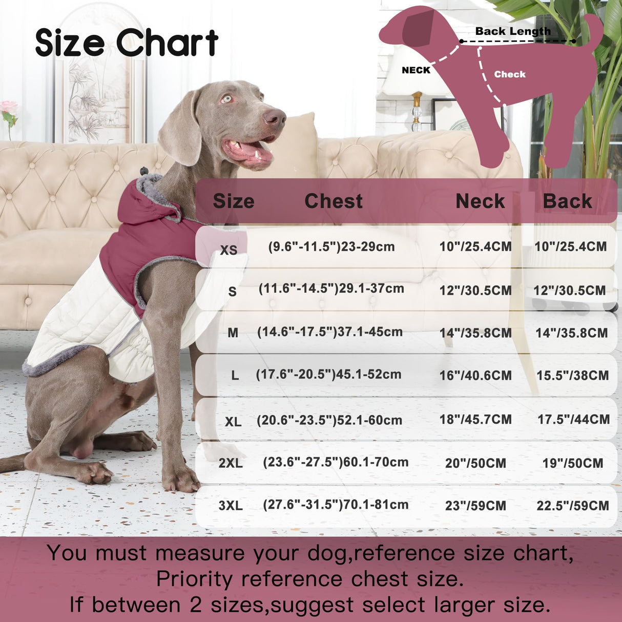 JoyDaog Detachable Hooded Dog Coat with Harness for Large Dogs,Super Warm Fleece Puppy Jacket for Cold Winter Doggie Coats,Red XXXL