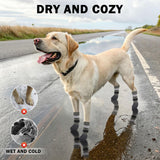 SCENEREAL Anti Slip Dog Boots & Paw Protectors for Hardwood Floor, Extended Dog Socks to Prevent Licking Paws, Waterproof Pet Snow Rain Shoe for Winter Large Senior Dogs, Grey L