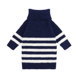 Fitwarm Dog Striped Knitted Sweater, Thermal Turtleneck Pet Coat, Dog Winter Clothes for Small Dogs Boy Girl, Cat Apparel, Blue, Small