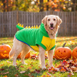 FLAdorepet Funny Halloween Large Dog Dinosaur Costume Outfits,Dog Pajamas Hoodie Winter Warm Pet Clothes Coat for Golden Retriever Pitbull (5XL, Green)