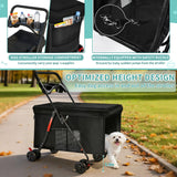 Medium Dog Stroller for Large Dogs, Pet Stroller for Medium Dogs Up to 100lbs, All-Terrain with Handle & Canopy, Storage Organizer, Waterproof Oxford Fiber Black
