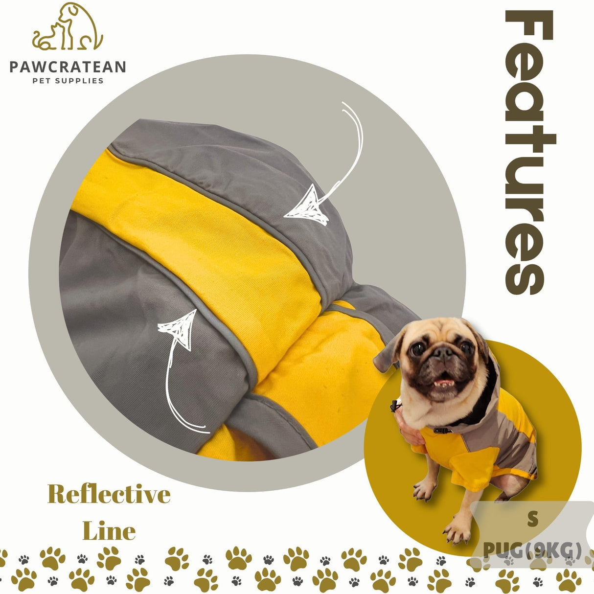 Pawcratean Dog Raincoat, Water Resistant, Adjustable, Cool Design (Yellow, XX-Large)