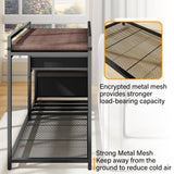 kepptory Pet Bunk Bed with Stairs and Storage, Dog Beds Attachment to Human Bed, Bedside Dogs Cot for Small, Medium Cats & Dogs, Pet Window Perch (Brown)