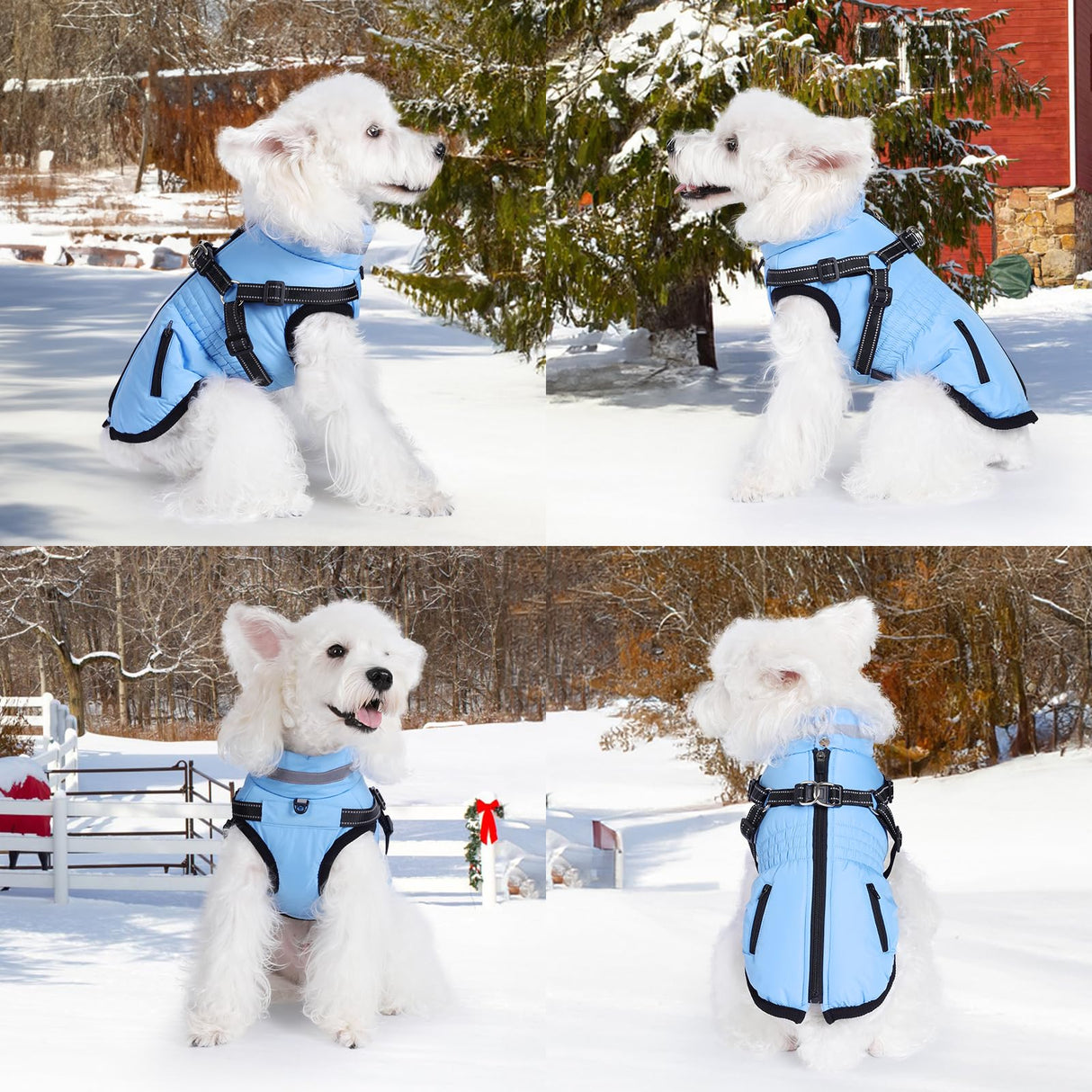 Gyuzh Dog Coat with Harness,Dog Coats for Small Dogs,Warm Fleece Winter Puppy Jacket,Waterproof Jacket with Harness Built in for Small Medium Large Dogs