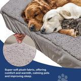 Sunsleek Dog Bed Cover Replacement - Washable, Waterproof, Quilted Sofa Pillow Cover for Dogs/Cats - Ultra Soft Plush Pet Bed (Grey, 44.0" L x 32.0" W x 8.0" Th)