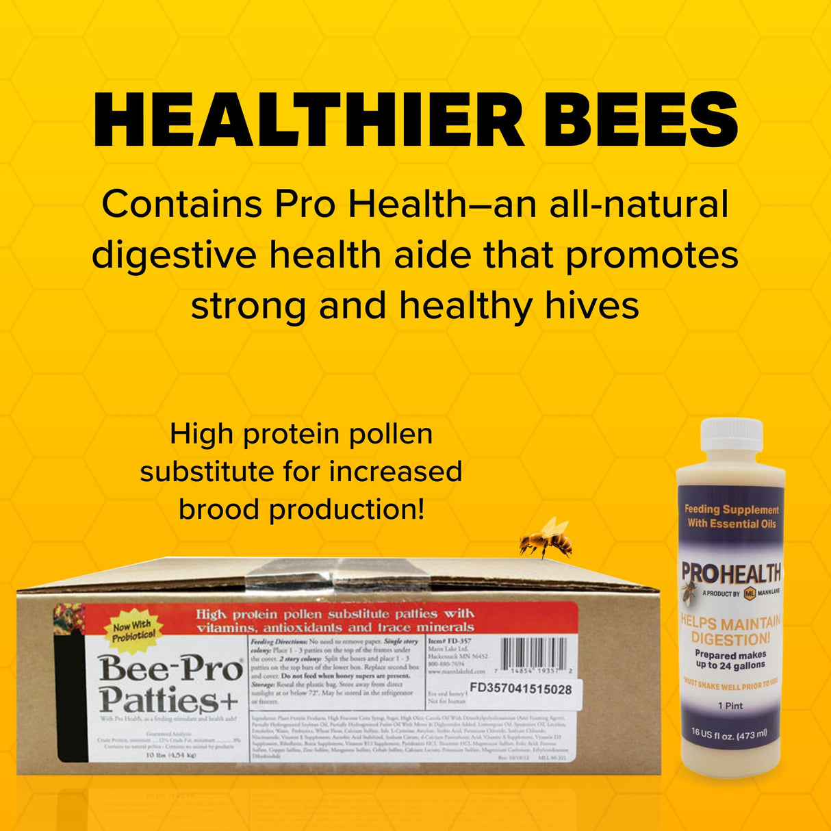 Mann Lake Bee-Pro Patties, High Protein Honey Bee Nutrition with Pro Health Digestive Aide, Spring & Fall Brood Builder for Increased Colony Survival & Stronger Spring Population, Made in USA, 10 Lbs