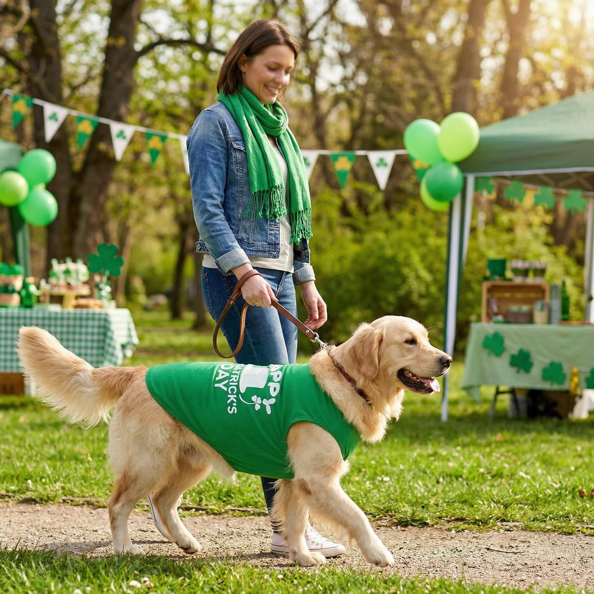 Vehomy 2-Pack st Patricks Day Dog Shirt Irish Holiday Green Dog Shirts with Shamrock Patterns Pet Saint Patricks Clover Clothes Outfit Sleeveless T-Shirt for Small Medium Large Dogs 4XL