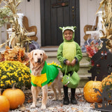 FLAdorepet Funny Halloween Large Dog Dinosaur Costume Outfits,Dog Pajamas Hoodie Winter Warm Pet Clothes Coat for Golden Retriever Pitbull (5XL, Green)