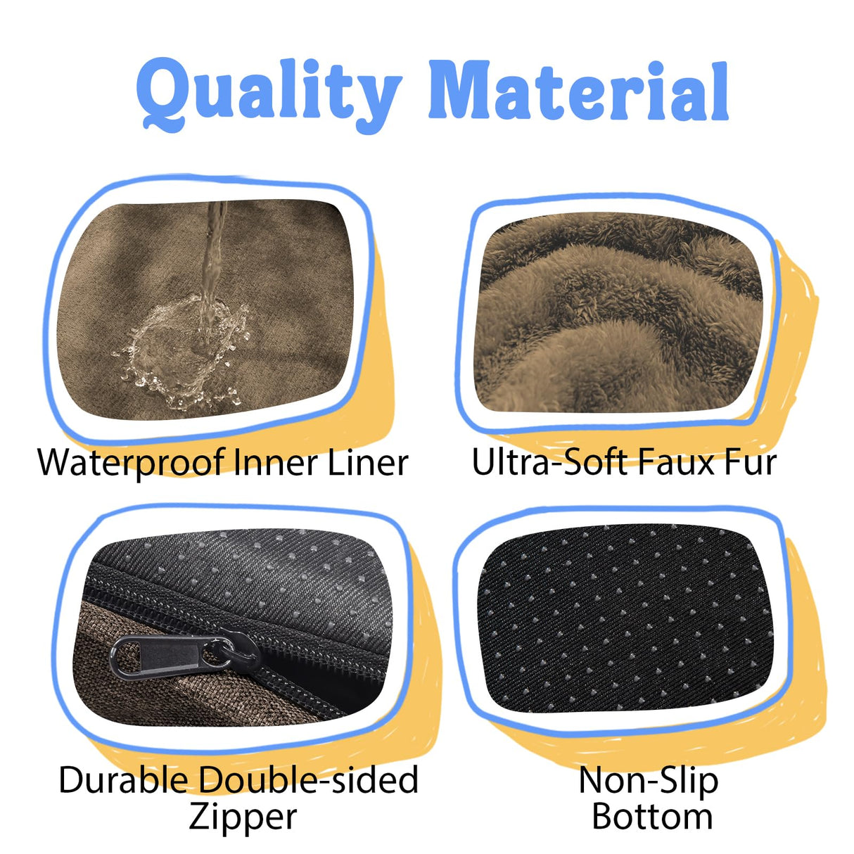 Washable Orthopedic Large Dog Bed - Big Dog Beds with Removable Waterproof Cover and Non-Slip Bottom XL Large Pet Beds with Bolster Extra Large Dogs Bed