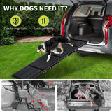 GarveeLife Dog Ramp for Car 71"× 20" Large Folding Pet Stair Ramps for Truck, SUV, with Non-Slip Surface, Up to 250 LBS, Outdoor Dog Car Ramp for Medium & Large Dogs, Portable Pet Steps