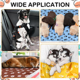 Tegeme 12 Pieces Fleece Blankets for Pets Dog Puppy Paw Print Cat Bedding Cover Blanket for Small Animals Pig Cage Liner Sleep Mat Pad Kitten Soft Warm(Cute Style,47 x 24 Inches)