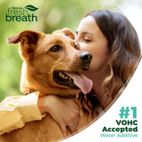 TropiClean Fresh Breath Water Additive for Dogs | Dog Breath Freshener & Teeth Cleaning Solution | No Toothpaste or Toothbrush Required | 16 oz + Pump