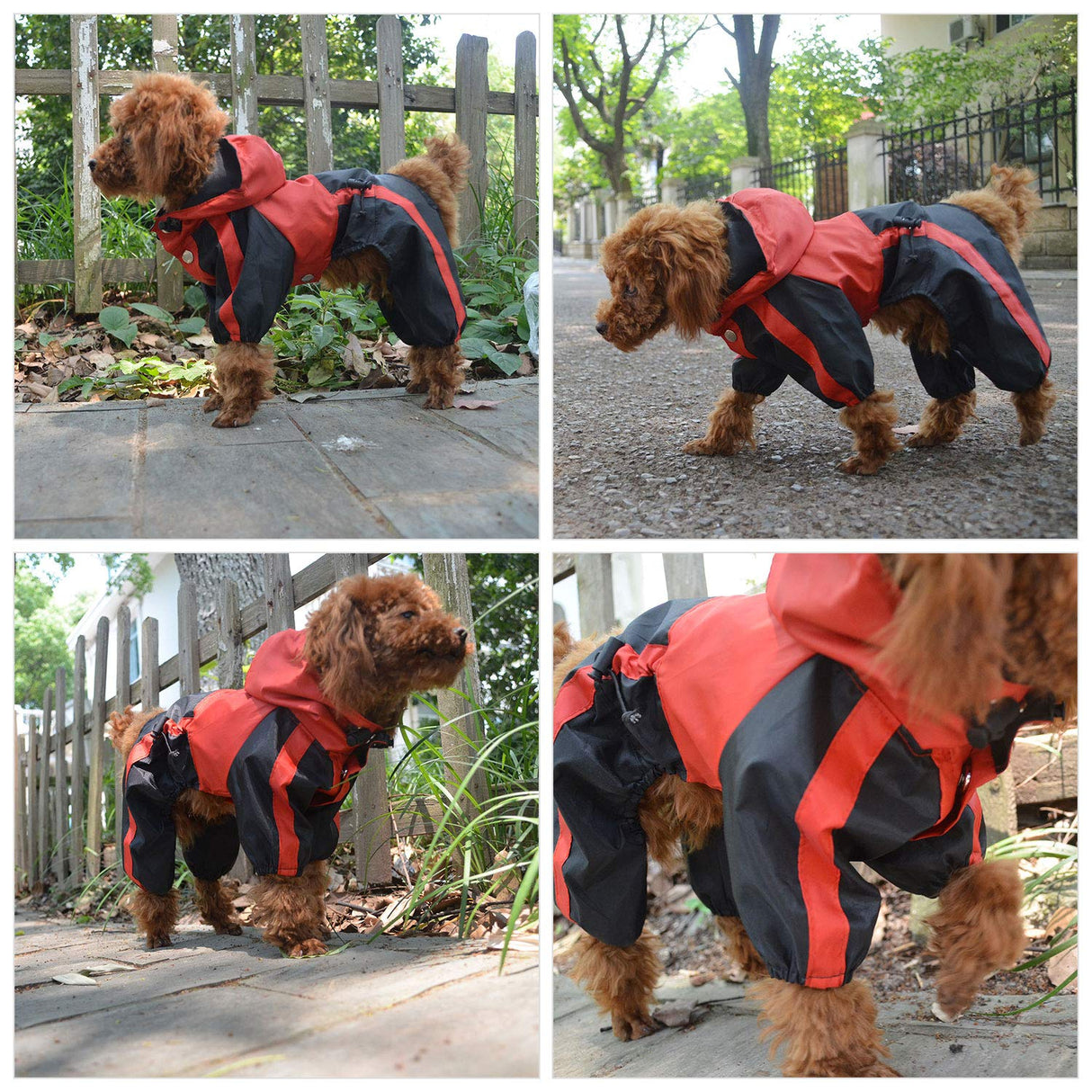 Pet Apparel Large Dog Clothing Raincoat Pet Clothes Rain Coat For Big Large Dogs Red Green Waterproof (L-L, Red)