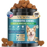 Dog Probiotics for Dogs, 200 Soft Probiotics Chews for Dogs Digestive Health Gut Health & Immune System, with 6 Probiotics & Digestive Enzymes, Support Itchy Skin, Constipation & Diarrhea Relief