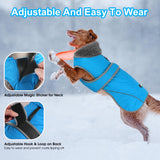 Dogcheer Dog Coat, Waterproof Dog Jacket Reflective Pet Winter Coat with Adjustable Hook & Loop, Christmas Puppy Fleece Jacket Warm Turtleneck Snowsuit for Small Medium Large Dogs - Sky Blue, L