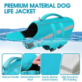 Dog Life Jacket Dog Life Vest for Swimming Boating with Detachable Front Chin Float High Buoyancy Pool Lifesaver Adjustable Reflective Ripstop Pet Preserver with Rescue Handle(Turquoise, XL)