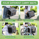Dog Bike Basket, Expandable Foldable Soft-Sided Dog Carrier, Bike Dog Carrier with Internal Storage Pocket, Dog Backpack Carrier Safe and Easy for Small Medium Cats and Dogs