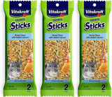 Vitakraft 3 Pack of Honey Flavor with Added Calcium Crunch Sticks Chinchilla Treats, 2 Sticks Each