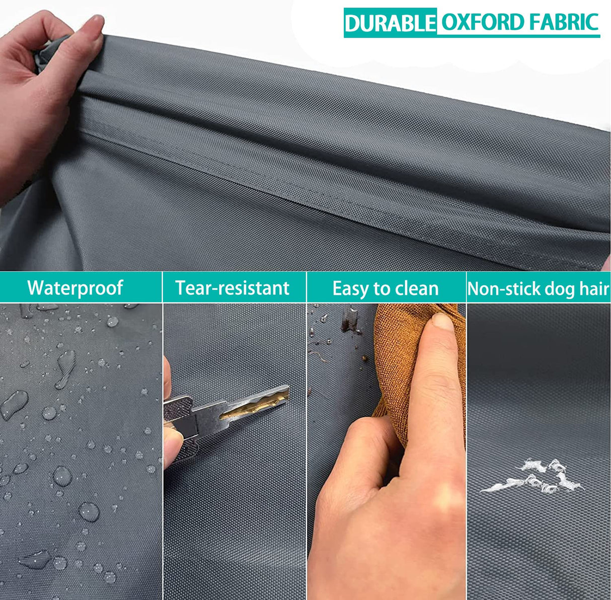 Dalema Dog Bed Cover 53L x 36W x 4H Inch,Heavy Duty Durable Waterproof Fluffy Soft Short Plush Replacement Dog Bed Covers,Washable Removable Pet Bed Mattress Cover with Zipper.Grey