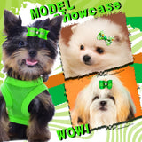 Mruq pet 80pcs St.Patrick's Day Dog Bows, Holiday Pet Dog Hair Grooming Bows with Rubber Bands, St.Patrick's Day Green Lucky Clover Element Dog Hair Bows for Dog Puppy Yorkie Hair Accessories