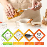 Stainless Steel Measuring Spoons Set of 6 with Leveler, Rectangular Metal Teaspoon & Tablespoon Measuring Spoons for Dry & Liquid Ingredients - Nesting Kitchen Gadgets For Baking & Cooking