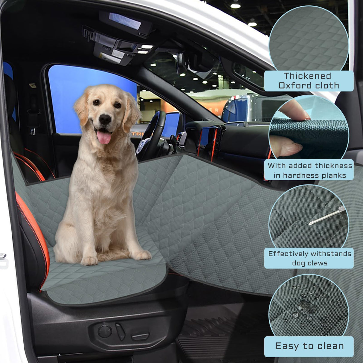 RUIANTE Front Seat Dog Car Seat Cover,Waterproof & Scratch-Resistant,Non-Slip & Stable,Universal Dog Car Seat Protector for Pickup Trucks,Pet Travel(Upgraded Version, Dark Green)