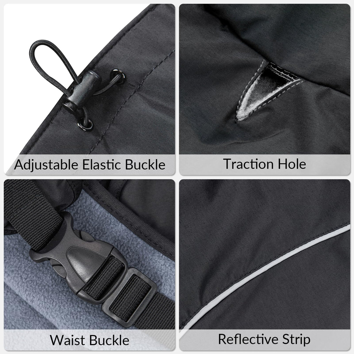 Dog Winter Raincoat, Waterproof Warm Jacket with Velvet Lining for Cold Weather, Windproof Insulated Rain Coat with Reflective Strips for Extra Large Dog (Black, XXL)
