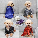 Zunea Faux Silk Dog Pajamas Shirts for Medium Size Dogs Soft Lapel Sleepwear Two-Legged Indoor Pjs Clothes T Shirt Pet Holiday Party Outfits Apparel Black 4XL