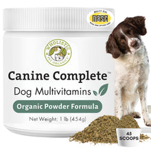 Load image into Gallery viewer, Wholistic Pet Organics Canine Complete - Dog Multivitamin Powder - 1 Lb - Daily Dog Vitamins and Supplements for Homemade Food - Immune System, Skin, Coat &amp; Overall Health - All Breeds - 45 Scoops
