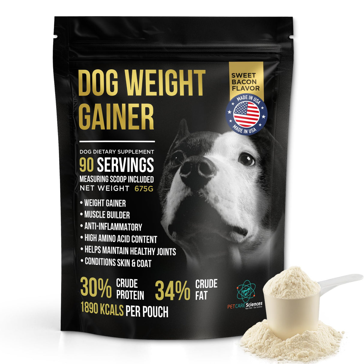 PET CARE Sciences Dog Weight Gainer 90 Servings - Weight Gain Supplements for Dogs - Canine and Dog Muscle Builder - Made in The USA
