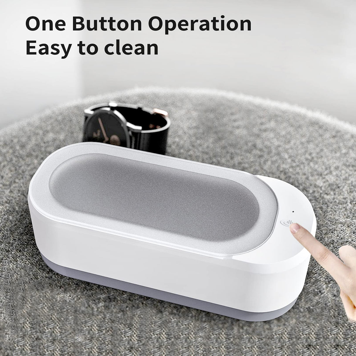 KUNPHY Ultrasonic Jewelry Cleaner, Jewelry Cleaner Machine 12oz 46KHz, Professional Sonic Cleaner with One-Touch Operation, Ultrasonic Cleaner for Rings, Glasses, Jewelry, Dentures White