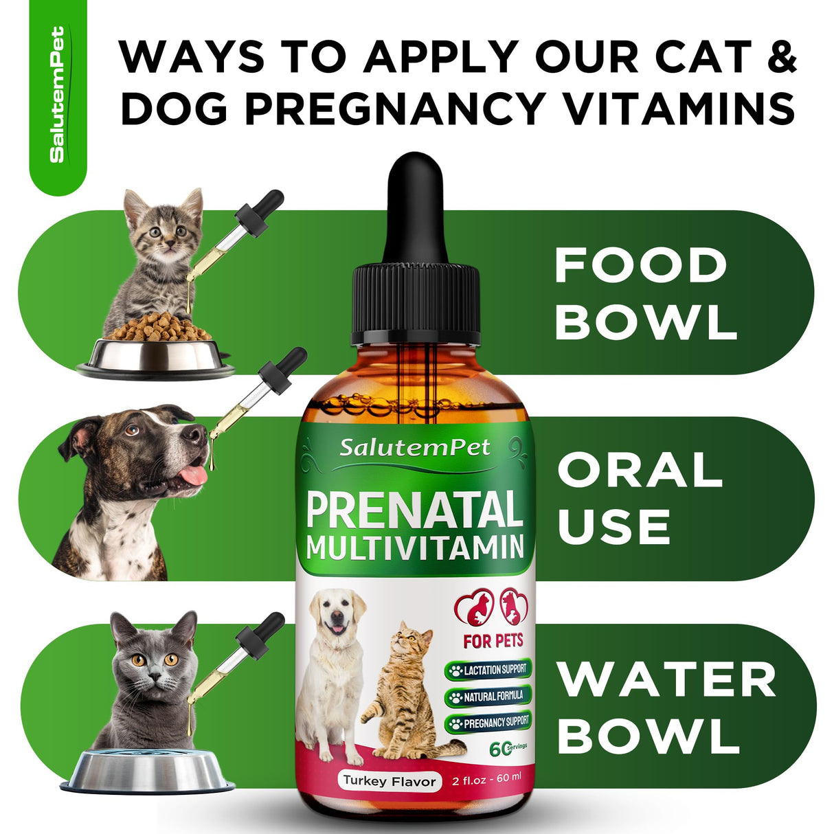 Dog Prenatal Vitamins for Moms During Lactating – Prenatal Vitamins for Dogs & Cats of All Breeds to Care for Pet Development – Multivitamin for Cats – 2 Oz – Herbal Supplement for Pets