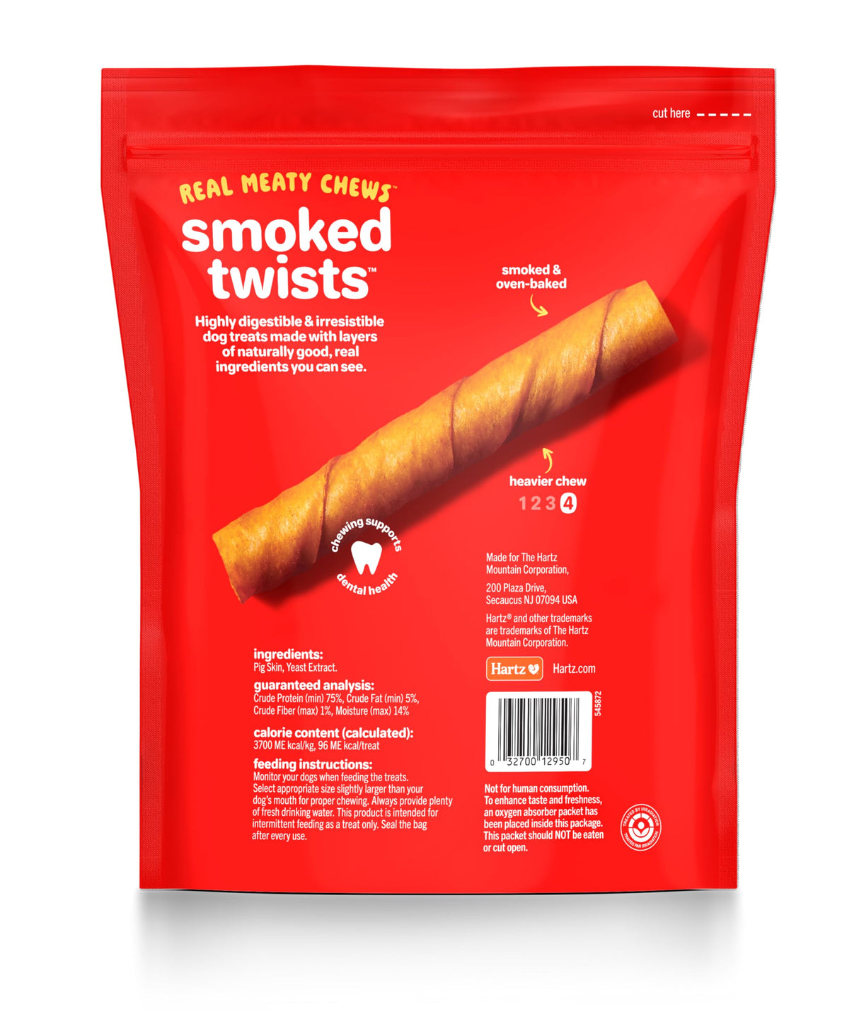 Hartz Oinkies Smoked Twists with Naturally Smoked Pork Rawhide-Free Dog Treats, Highly Digestible Long Lasting Dog Chews, 40 Count