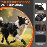 AuraPaw Dog Boots & Paw Protectors for Medium Dogs, Waterproof & Anti-Slip, Reflective Dog Shoes for Rain, Snow & Ice, Summer Hot Pavement and Rugged Terrain, 4Pcs Winter Dog Boots, Size M, Black