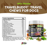Clean Pets Travel Chews Nausea Relief for Dogs | Ginger L-Tryptophan Chamomile Passion Flower L-Theanine Peppermint Valerian Root Fennel Licorice Root Marshmallow Root Slippery Elm Melatonin Chew